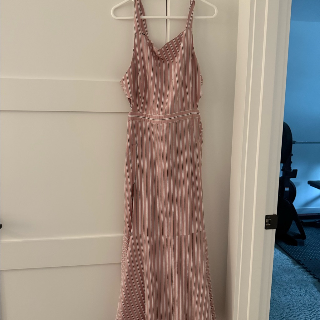 Tibi Stripe Viscose Twill Strappy Dress